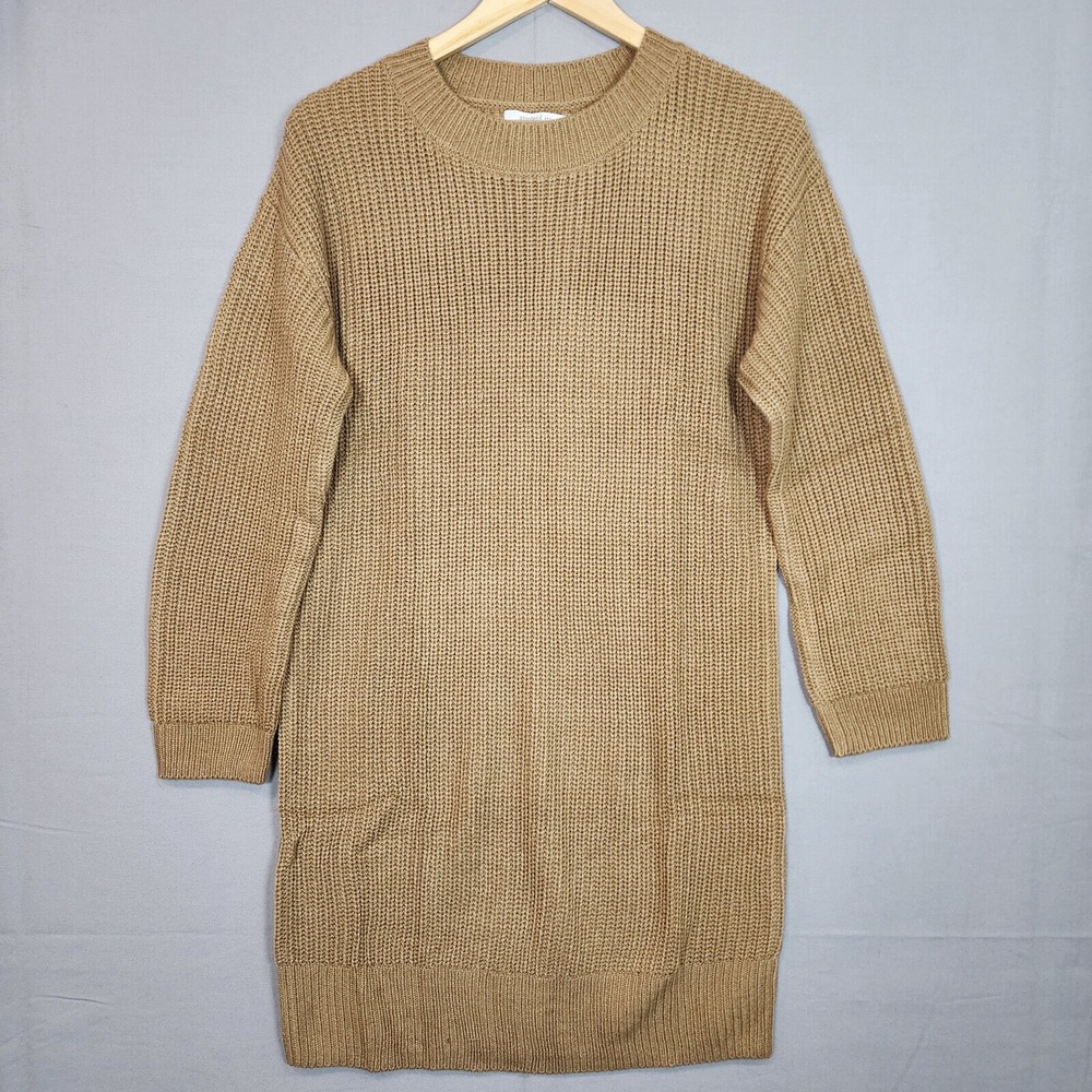 Stitches & Stripes Sweater Dress Tan Shaker Knit SS22AW-17 Womens Medium‎